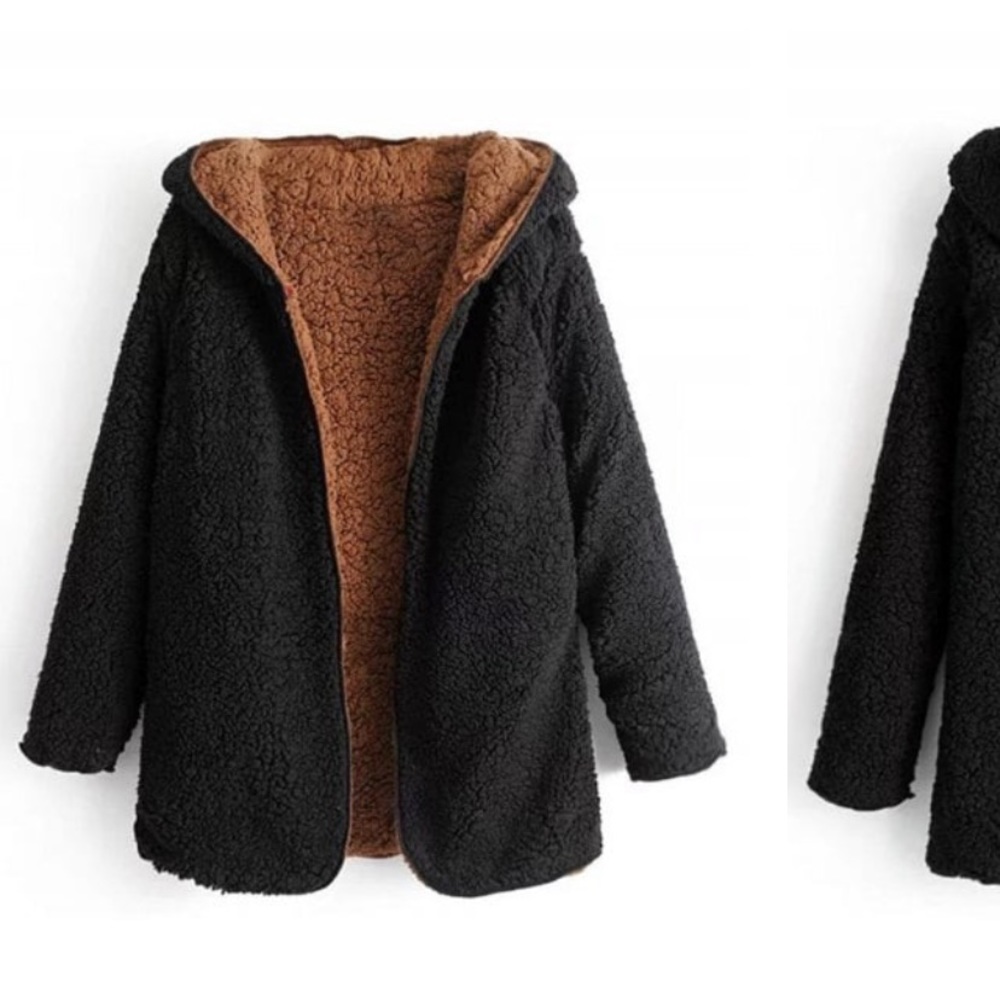 Black and Brown Teddy Coat